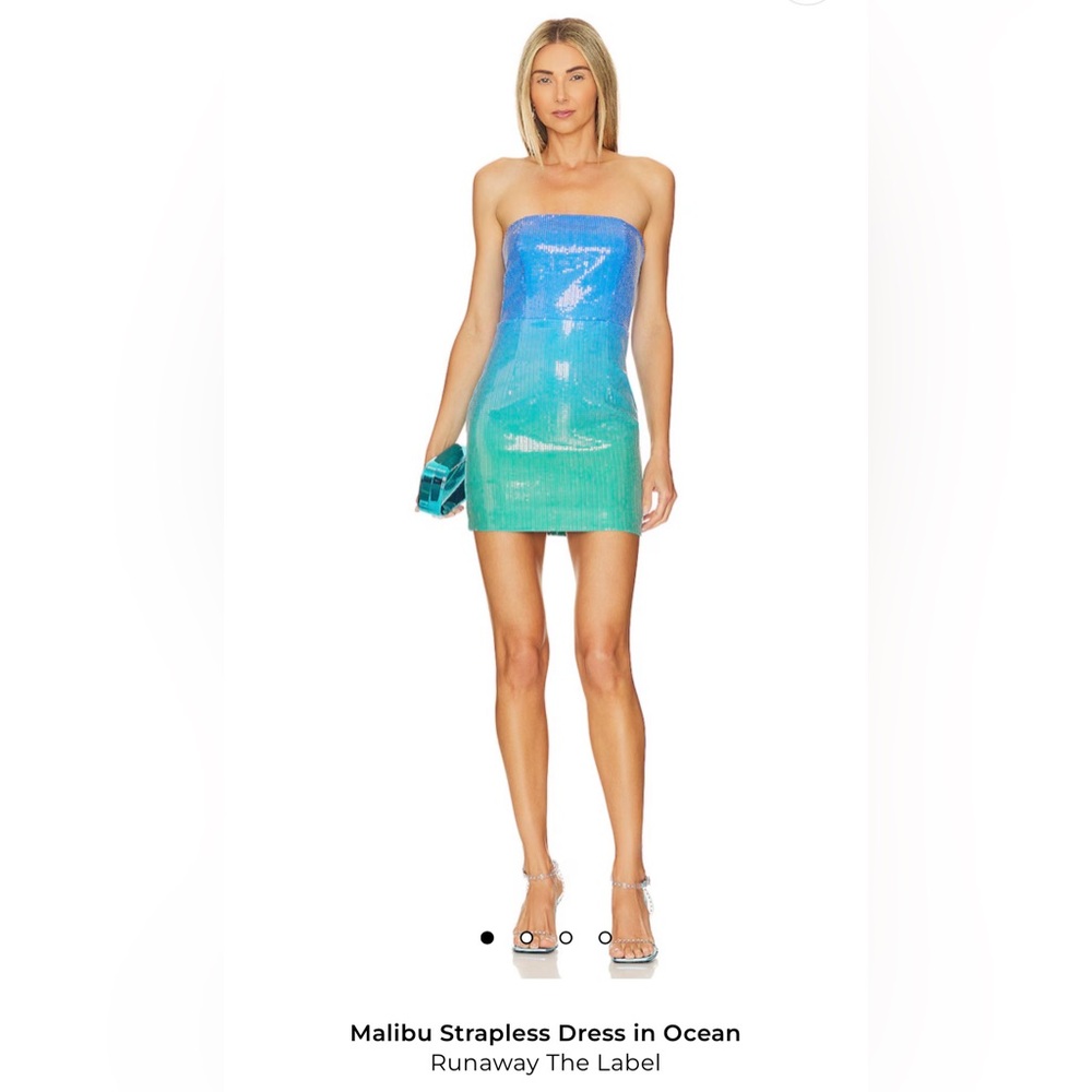Away Blue Strapless Sequin Mini Dress
